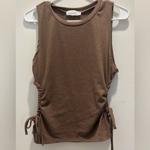Brown Crop Top with Side Cut Outs
